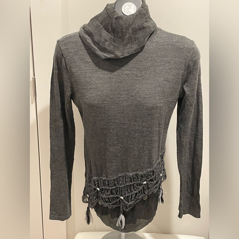 Vintage Tacchi A Spillo Sweater with Fringe & Other Intricate Accents